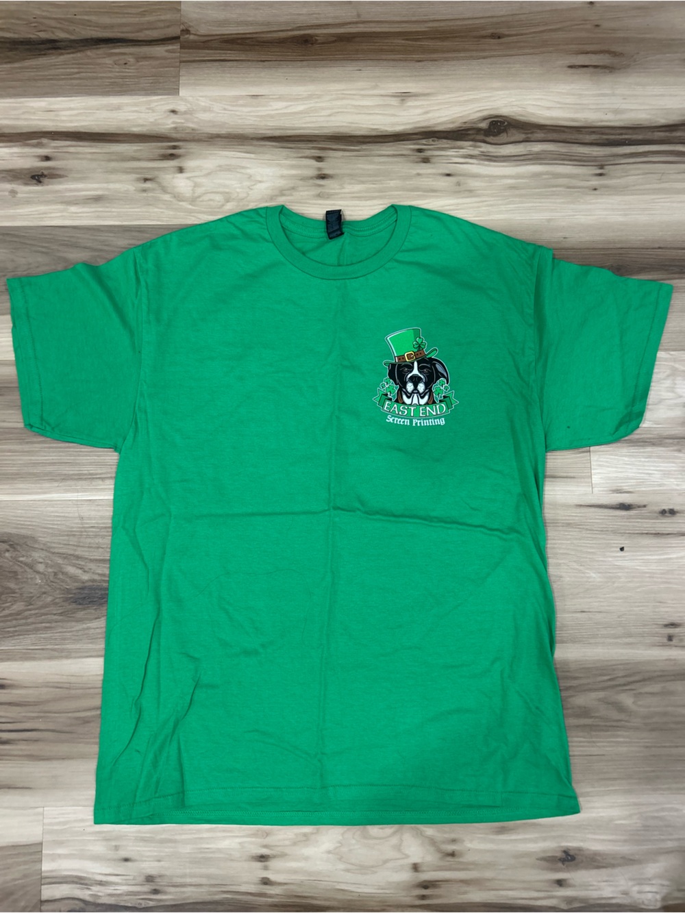East end screen printing/Luminaire Electric St Pattys day shirt.